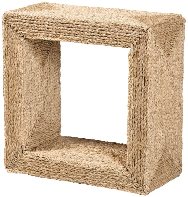 bali & pari Adonica Modern Bohemian Natural Brown Seagrass and Wood End Table