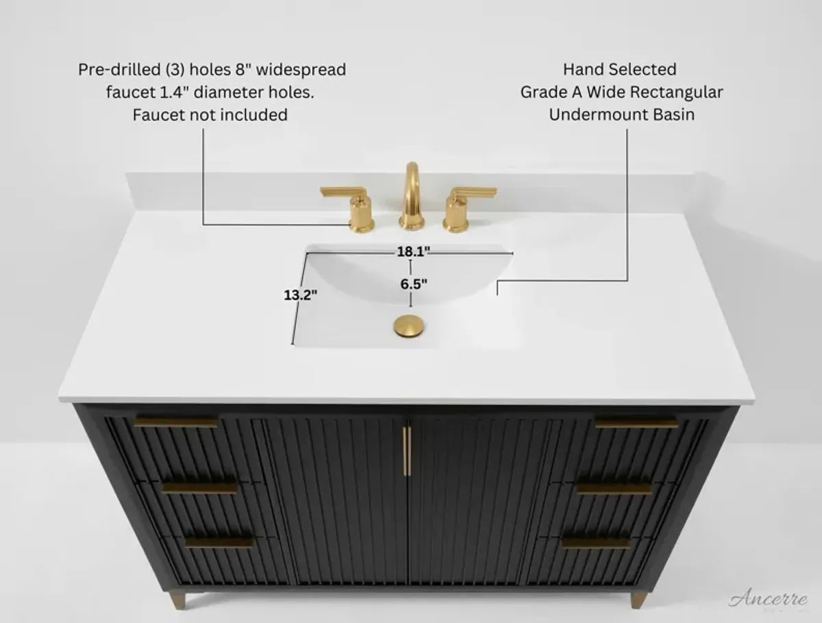 Turlington 48 in. Dark Oak Bath Vanity Set with White Quartz Vanity Top and White Undermount Basin