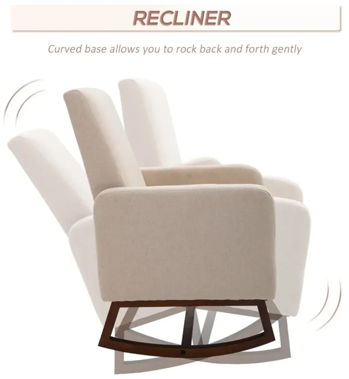 Cream White Relaxer: Rocking Accent Chair with Padded Linen Seat