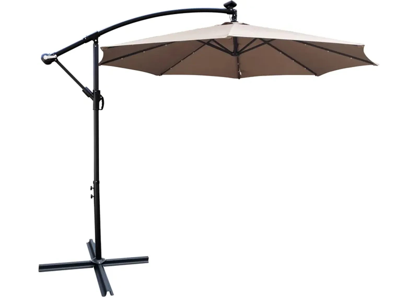 10ft LED Solar Patio Umbrella with Crank and Cross Base