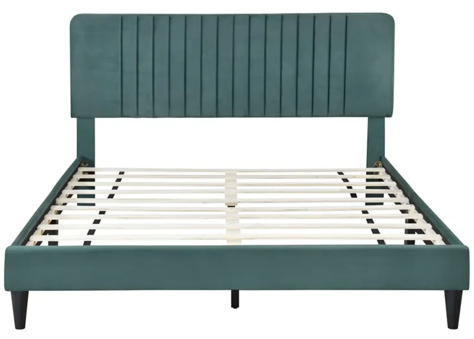 Queen Size Upholstered Platform Bed, No Box Spring Needed, Velvet Fabric