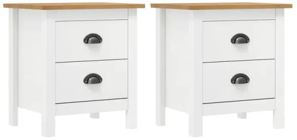 vidaXL Bedside Cabinet Hill 2 pcs White 18.1x13.8x19.5 Solid Pine Wood