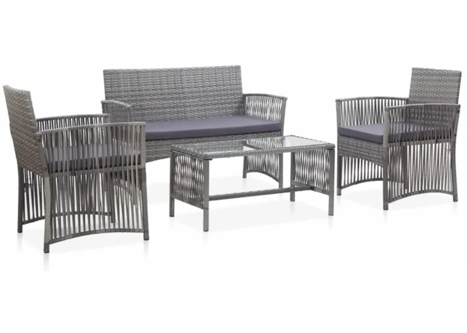 vidaXL 4 Piece Garden Lounge Set with Cushion Poly Rattan Anthracite