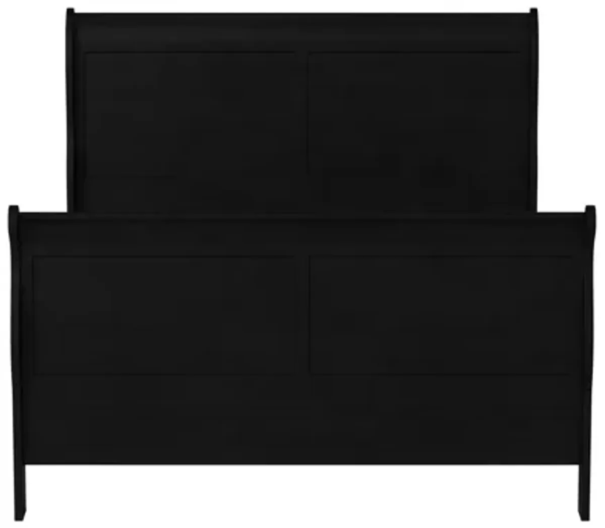 Elegant Modern Style Queen Size Sleigh Bed, Black-Benzara