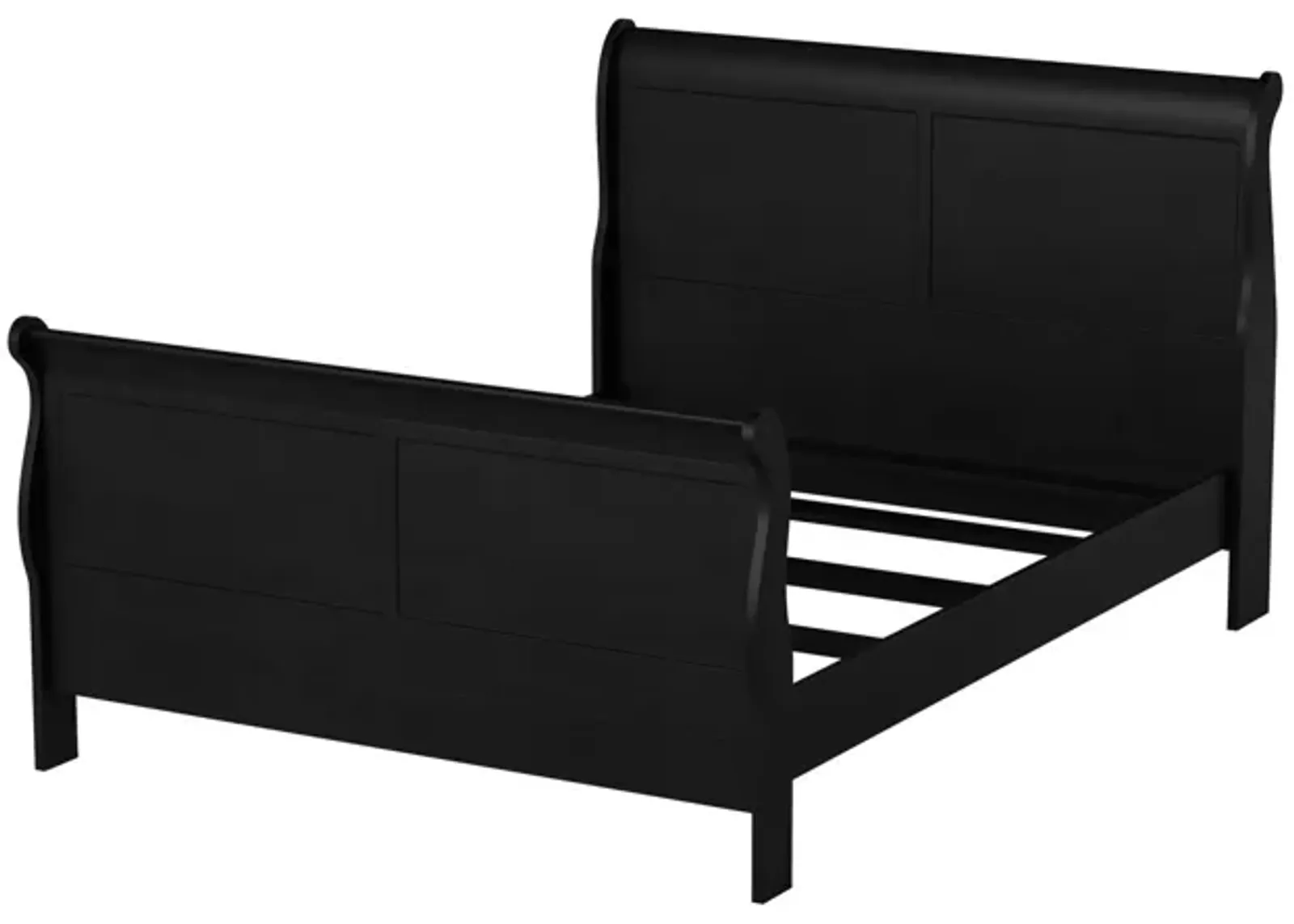 Elegant Modern Style Queen Size Sleigh Bed, Black-Benzara