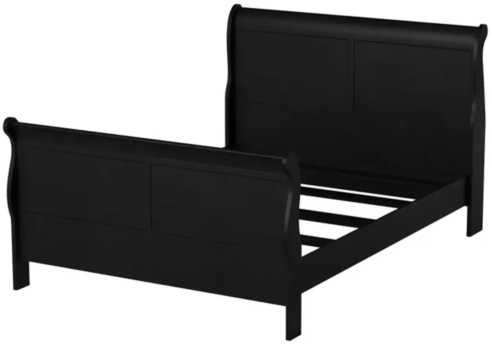 Elegant Modern Style Queen Size Sleigh Bed, Black-Benzara