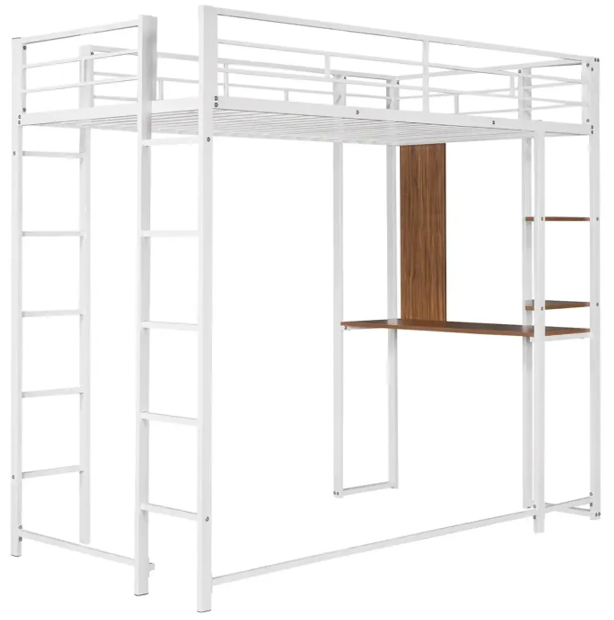 Merax Loft Bed Frame with 2 Built-in Ladders