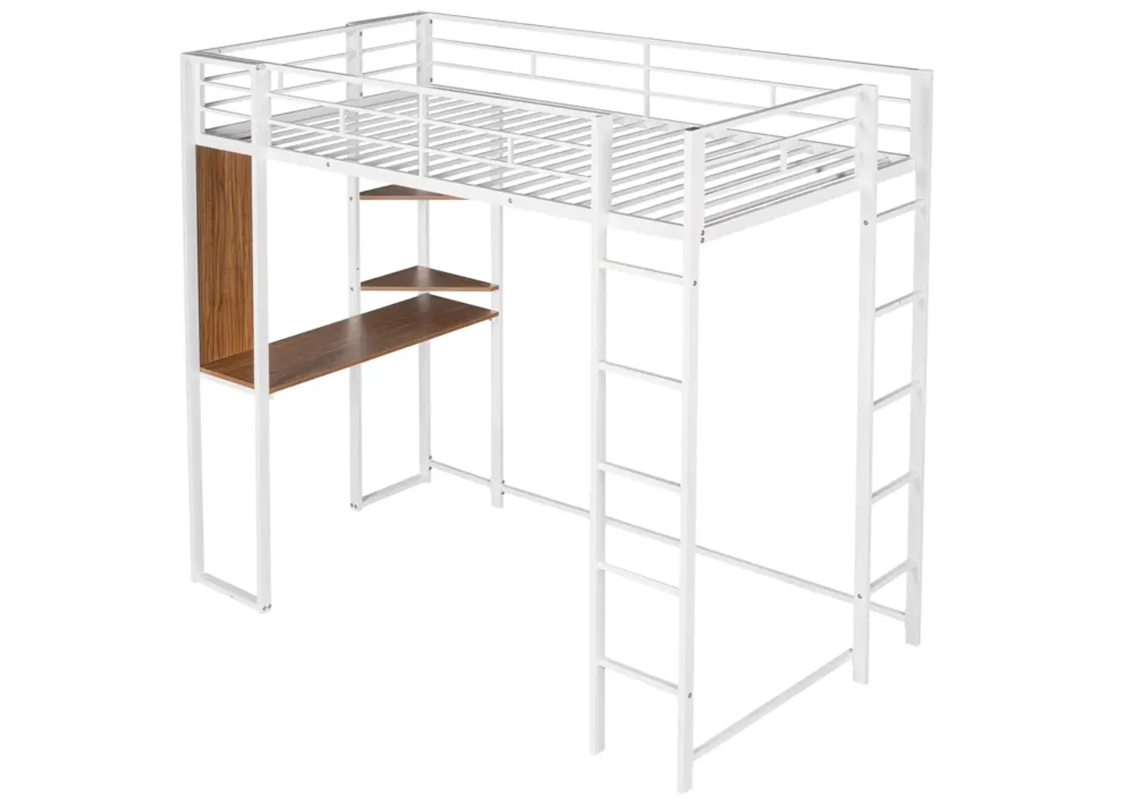 Merax Loft Bed Frame with 2 Built-in Ladders