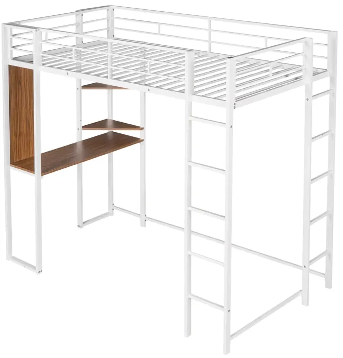 Merax Loft Bed Frame with 2 Built-in Ladders