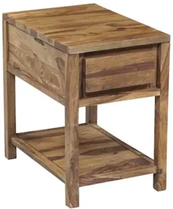 Porter Designs Urban Solid Sheesham Wood End Table, Natural