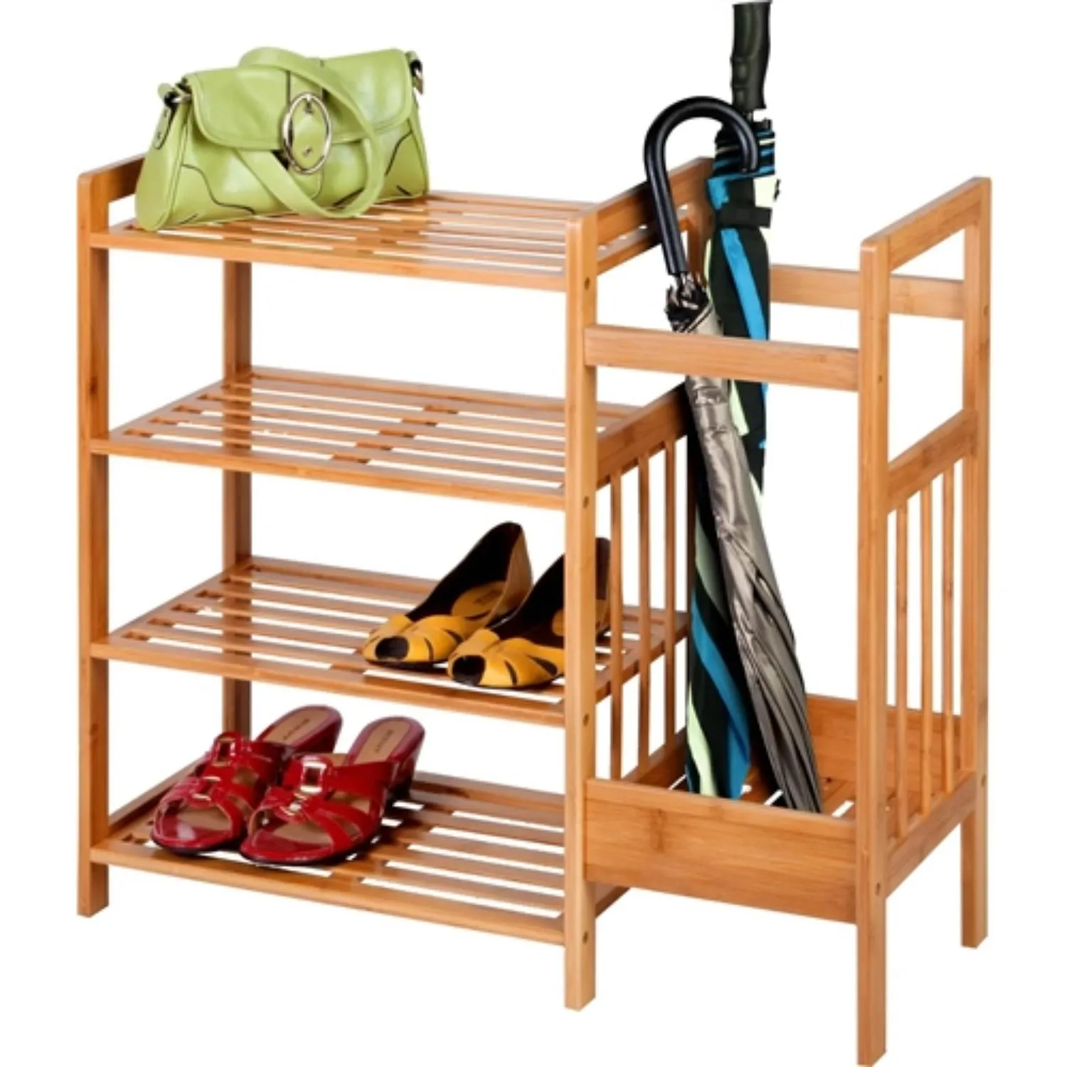 2 Shelf Entryway Shoe Rack Bench with Bla2 in 1 Entryway 4 Shelf Bamboo Shoe Rack and Umbrella Holderck Metal Frame and Brown Wood Top