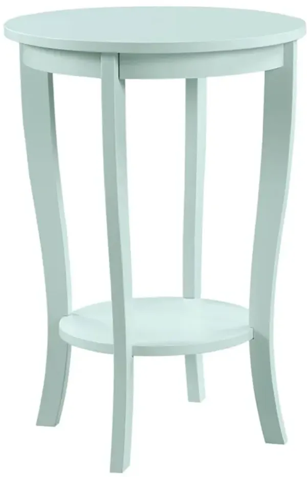 Convenience Concepts American Heritage Round End Table with Shelf, Sea Foam