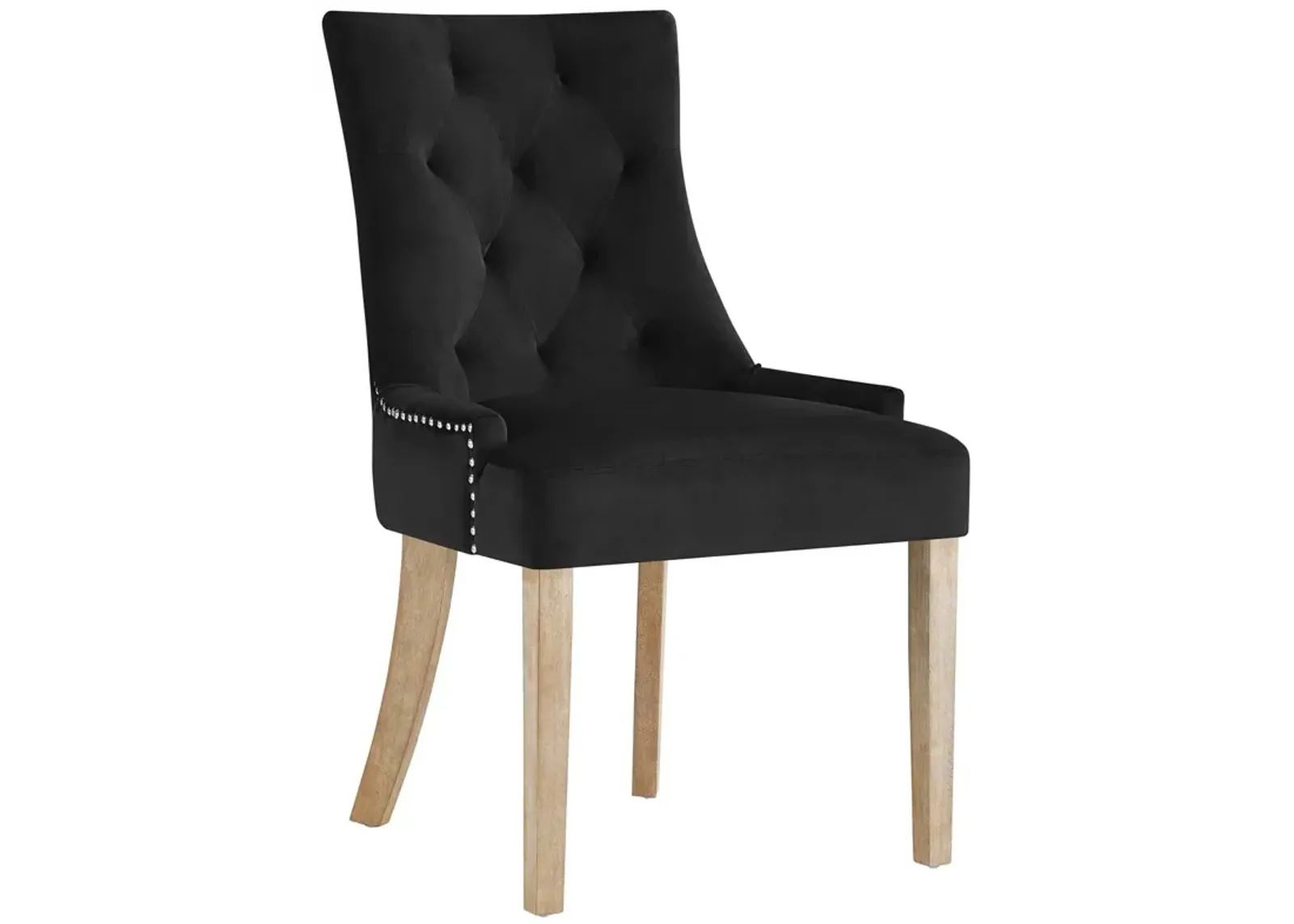 Modway Pose Tufted Performance Velvet Upholstered Dining Chair with Nailhead Trim in Black