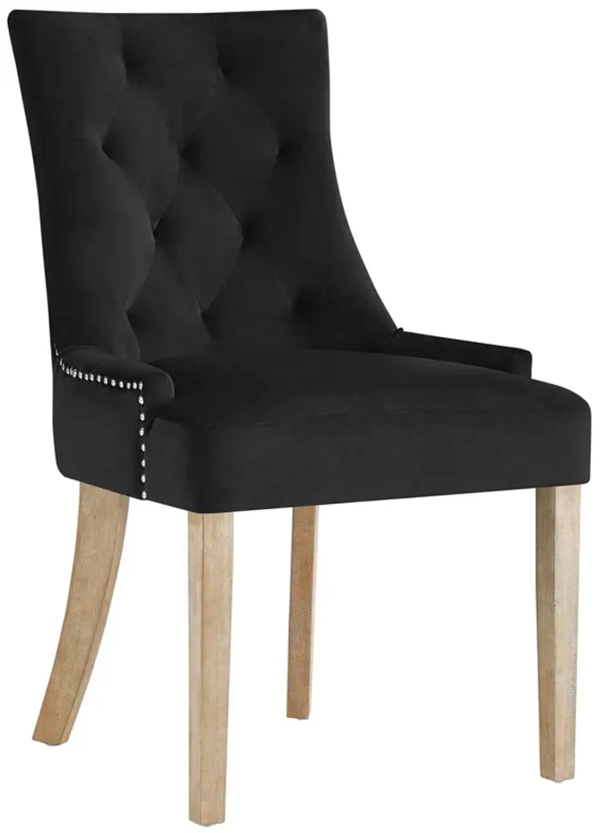 Modway Pose Tufted Performance Velvet Upholstered Dining Chair with Nailhead Trim in Black