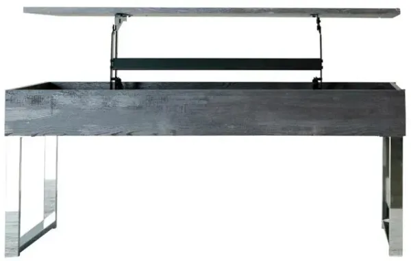 Aldine Lift Top Storage Coffee Table Dark Charcoal and Chrome