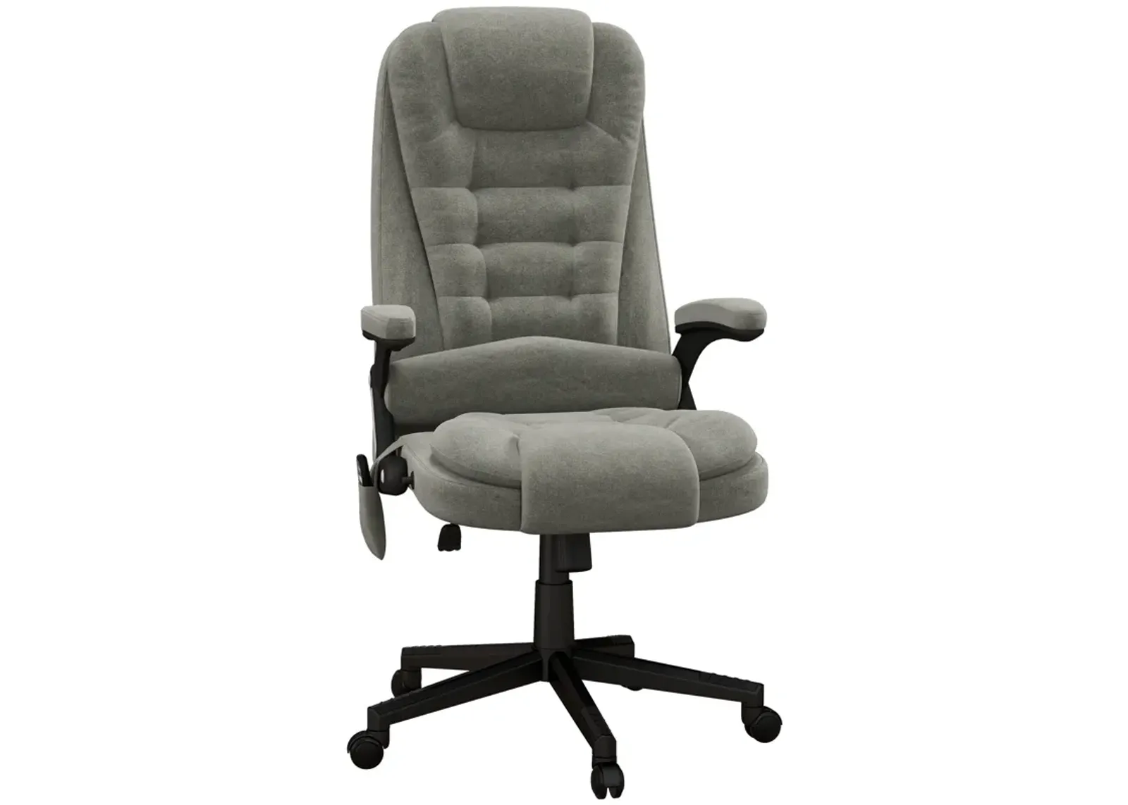 Vibrating Massage Office Chair: Heated, Linen, Reclining, Gray