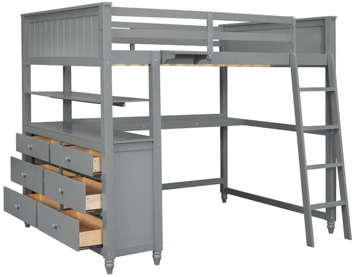 Merax Loft Bed with Drawers and Desk