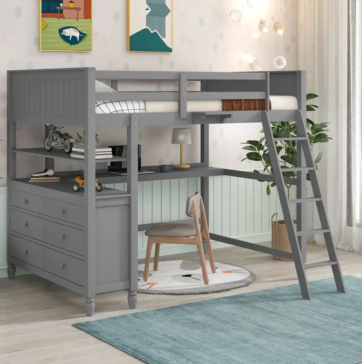 Merax Loft Bed with Drawers and Desk