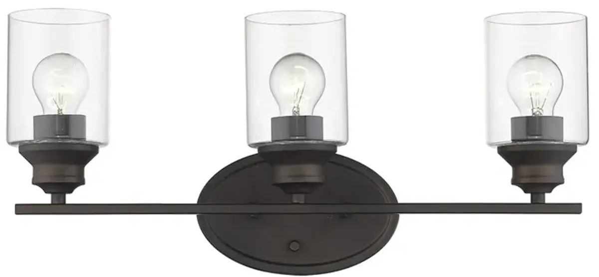 Hivvago Three Light Bronze Wall Light with Clear Glass Shade