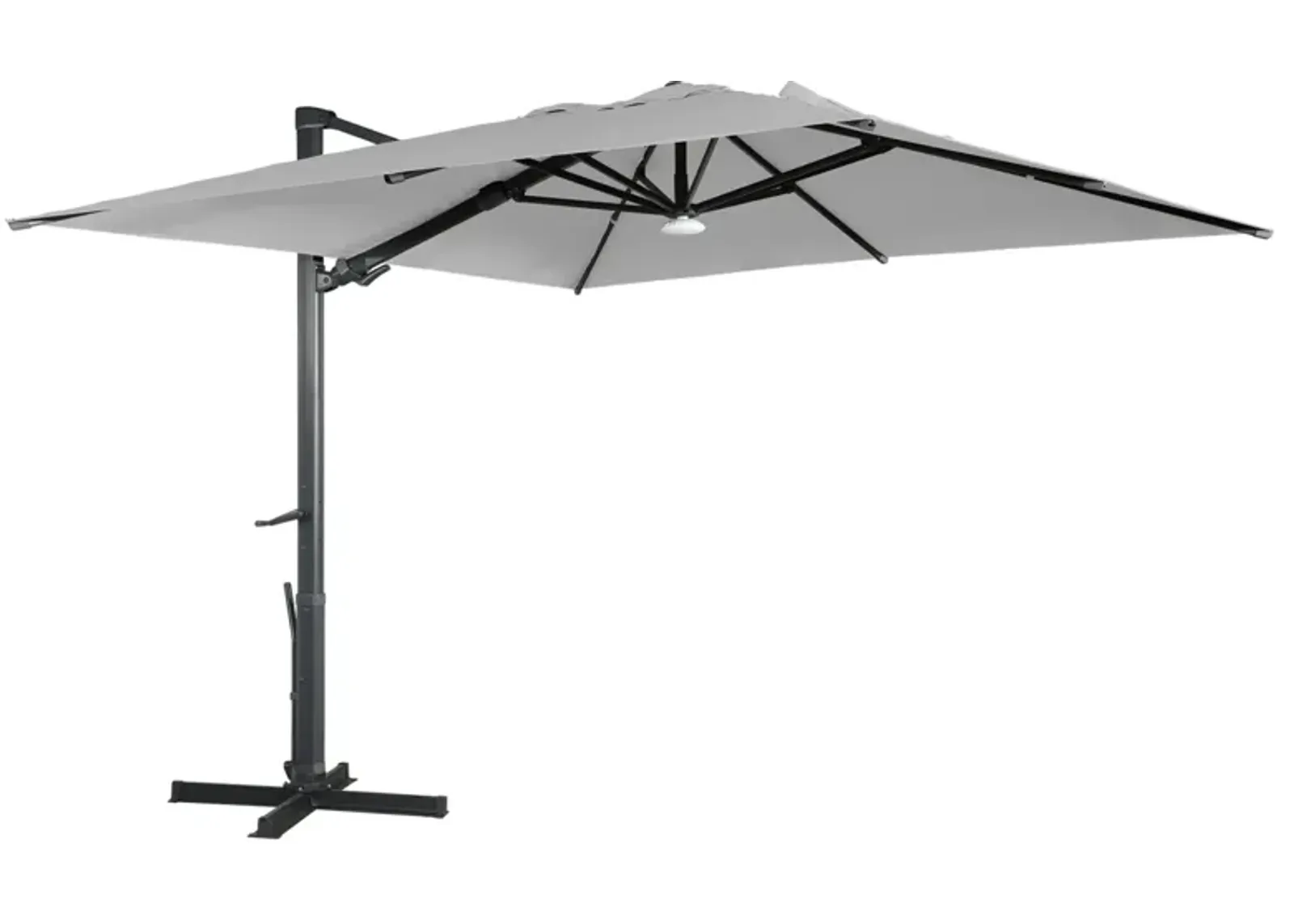 MONDAWE 10ft Square Solar LED Cantilever Patio Umbrella with Bluetooth Light for Outdoor Shade