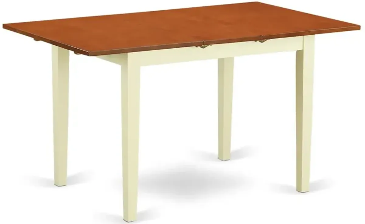 East West Furniture Norfolk  rectangular  table  with  12  Butterfly  Leaf    -Buttermilk  and  Cherry  Finish.