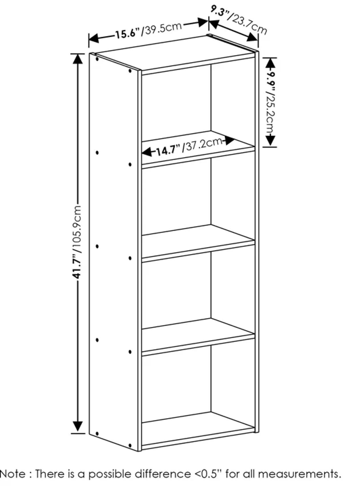 Furinno Luder Bookcase / Book / Storage, 4-Tier, Blackwood