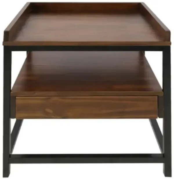 Solid Wood Side Table with 1 Drawer Modern End Table for Home