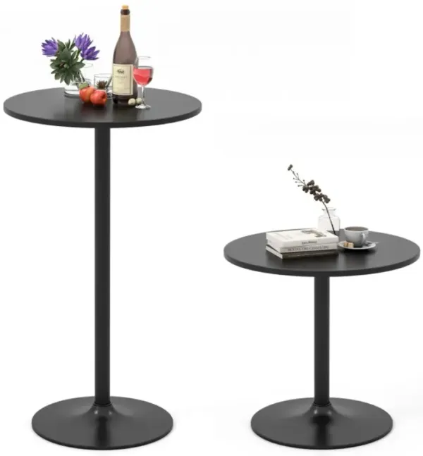 Hivvago Modern Round Cocktail Table with Metal Base and MDF Top