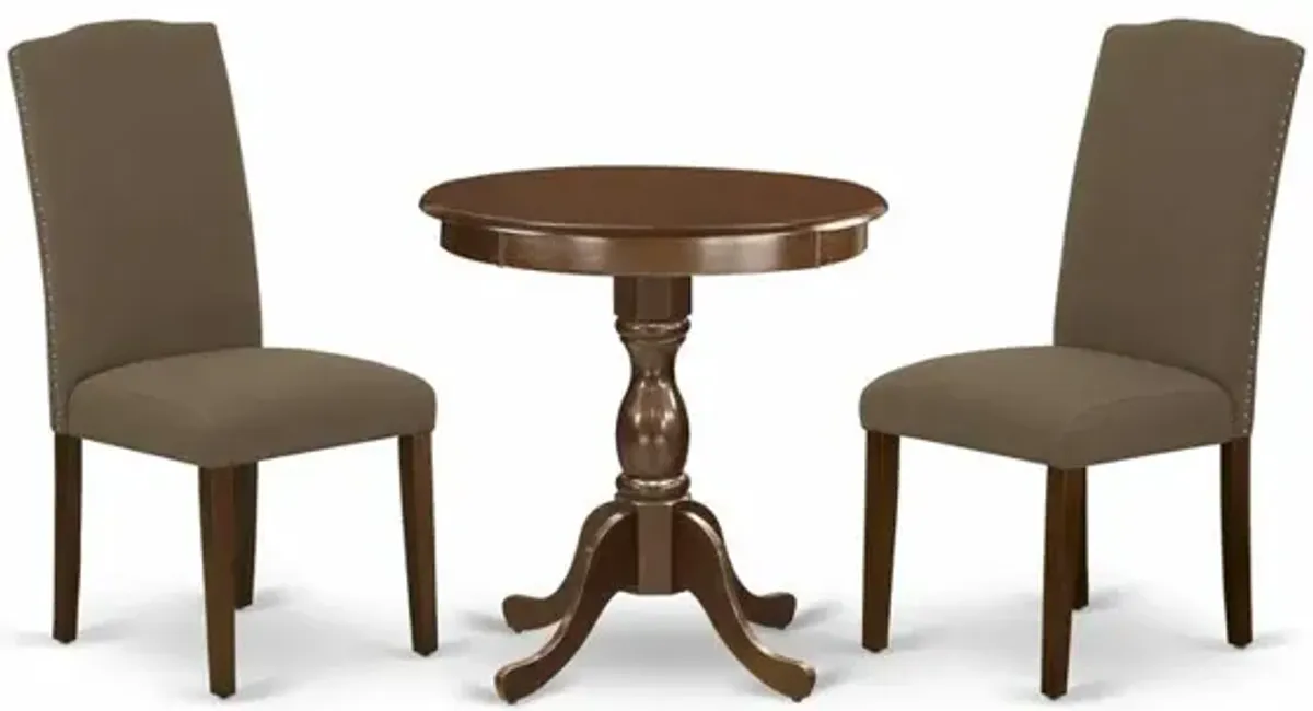 East West Furniture - ESEN3-MAH-18 - 3-Pc Dining Table Set - 4 Dining Chairs and 1 Kitchen Table (Mahogany Finish)
