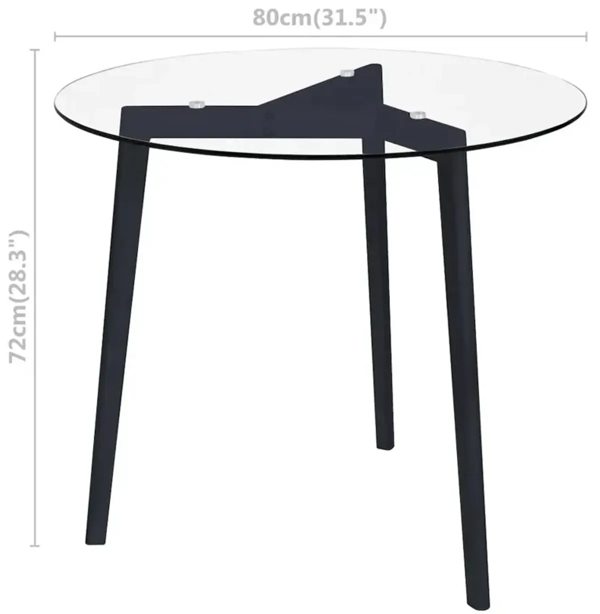 Dining Table Transparent 31.5" Tempered Glass