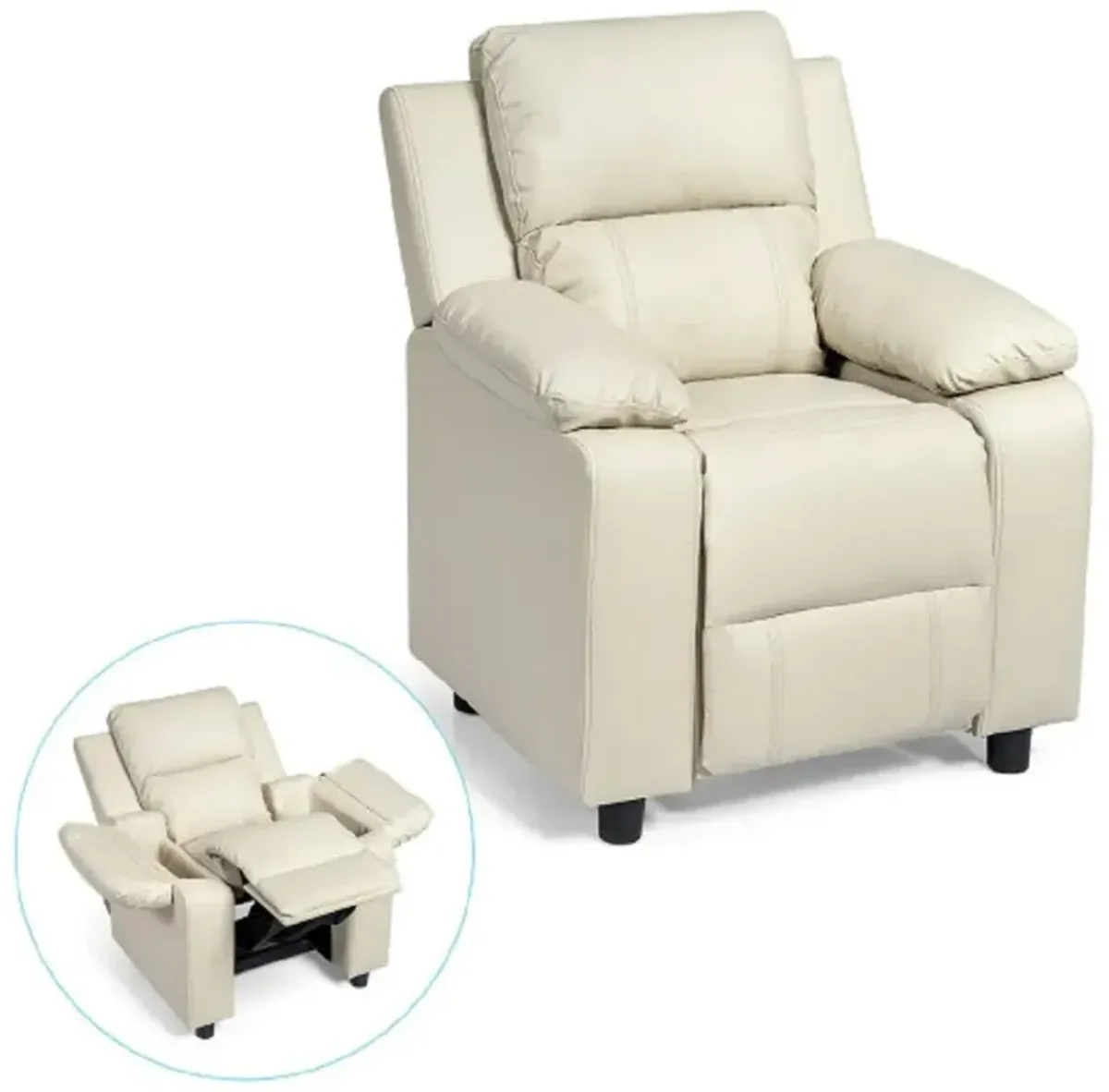 Deluxe Kids Armchair Recliner Headrest Sofa with Storage Arms