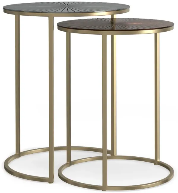 Drake Contemporary 18 inch Wide Metal Nesting table in Antique Nickel, Antique Copper, Fully Assembled
