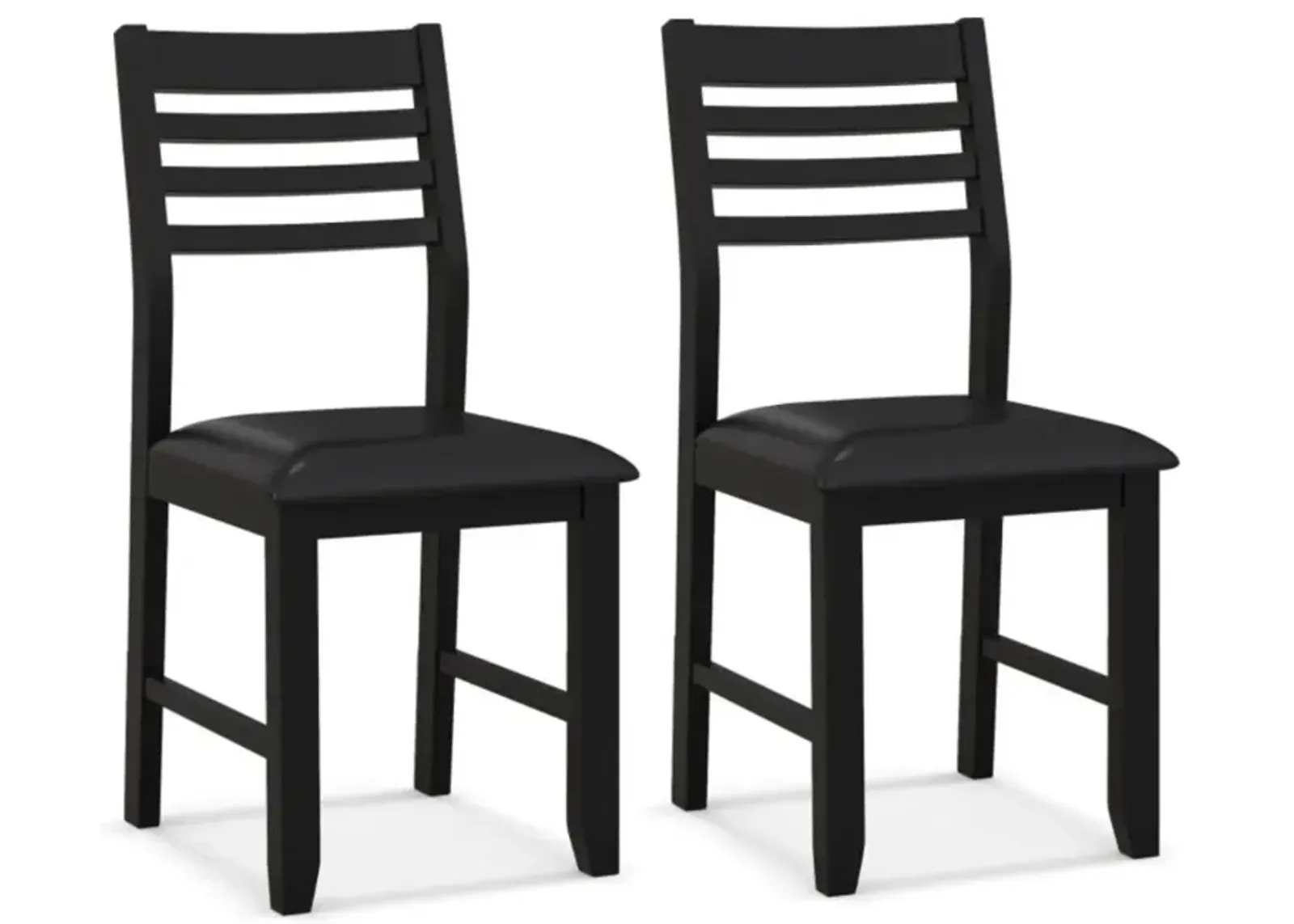 Wooden Dining Chair Set of 2 with Rubber Wood Frame and Padded Cushion