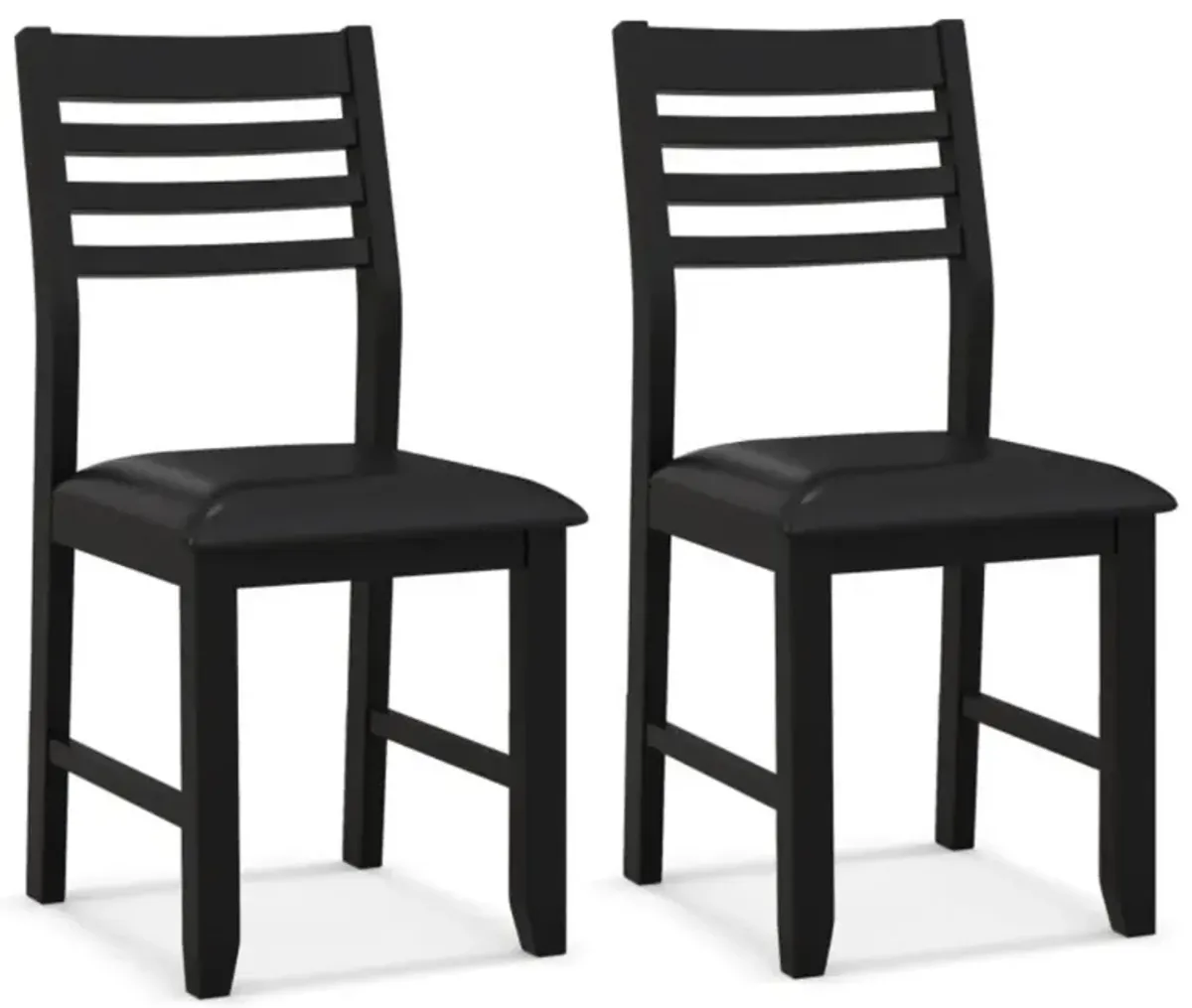 Wooden Dining Chair Set of 2 with Rubber Wood Frame and Padded Cushion