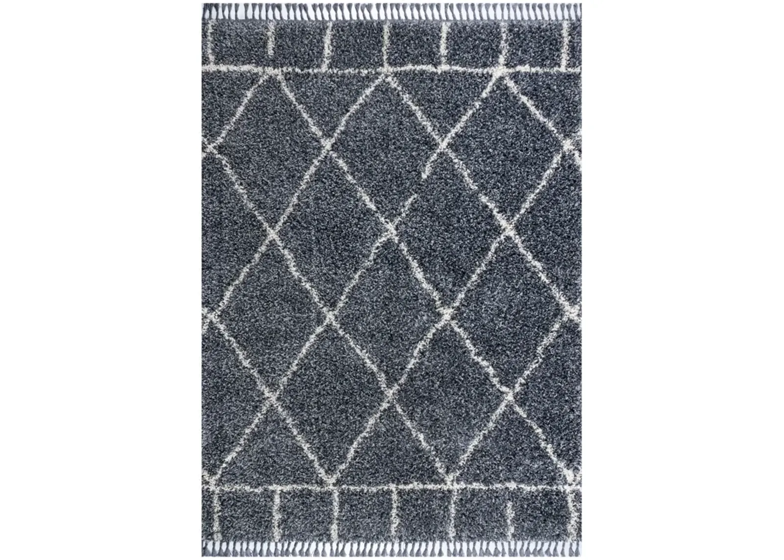 Mercer Shag Plush Tassel Moroccan Geometric Trellis Area Rug