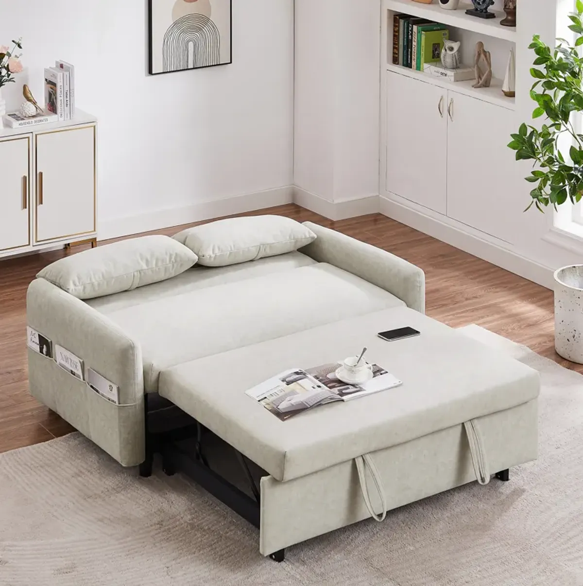 Merax Sleep Sofa Bed Loveseats Sofa Couch with Adjsutable Backrest