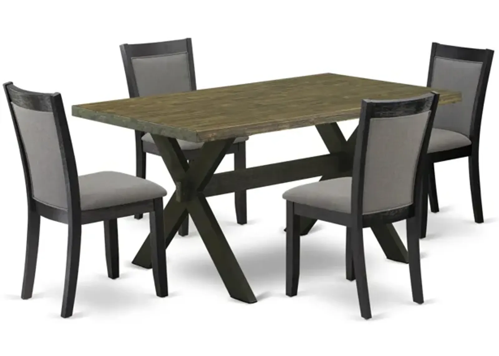 East West Furniture X676MZ650-5 5Pc Dining Set - Rectangular Table and 4 Parson Chairs - Multi-Color Color