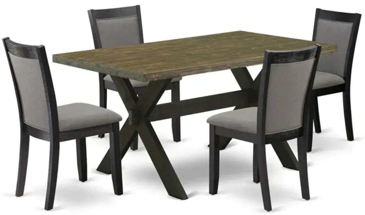 East West Furniture X676MZ650-5 5Pc Dining Set - Rectangular Table and 4 Parson Chairs - Multi-Color Color