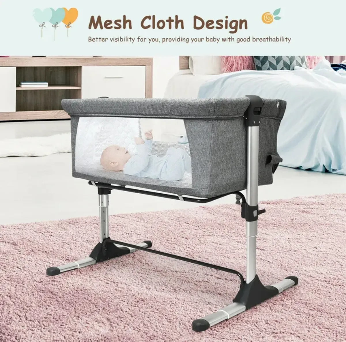 Travel Portable Baby Bed Side Sleeper  Bassinet Crib with Carrying Bag