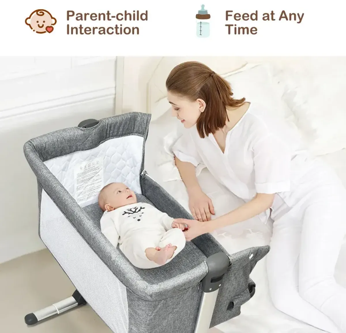 Travel Portable Baby Bed Side Sleeper  Bassinet Crib with Carrying Bag