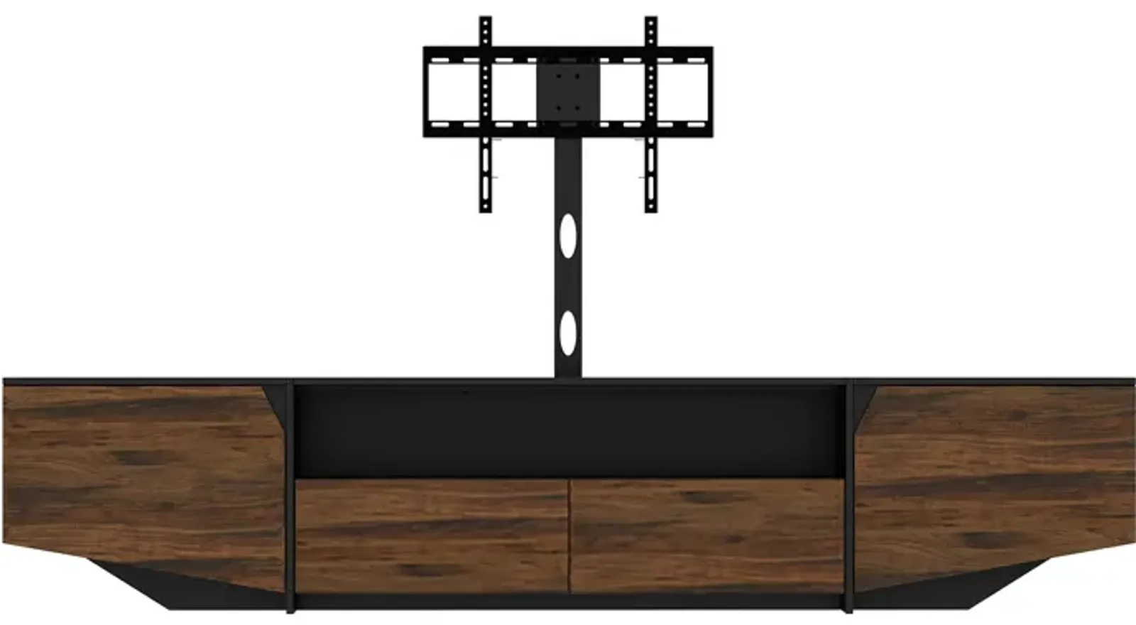 FUFU&GAGA Modern Black and Wood Grain TV Stand with Mount, 94.5” Wide Entertainment Center,( 94.5" W x 15.7" D x 19.7" H),Brown