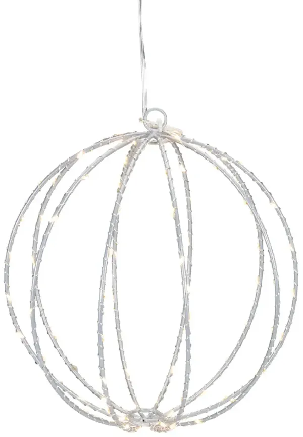 8-Inch LED Lighted Christmas Hanging Ball Decoration - Warm White Lights