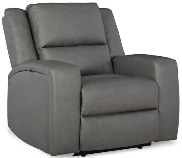 Vance Manual Recliner Chair, Gray Faux Leather, Pillow Top Headrest - Benzara