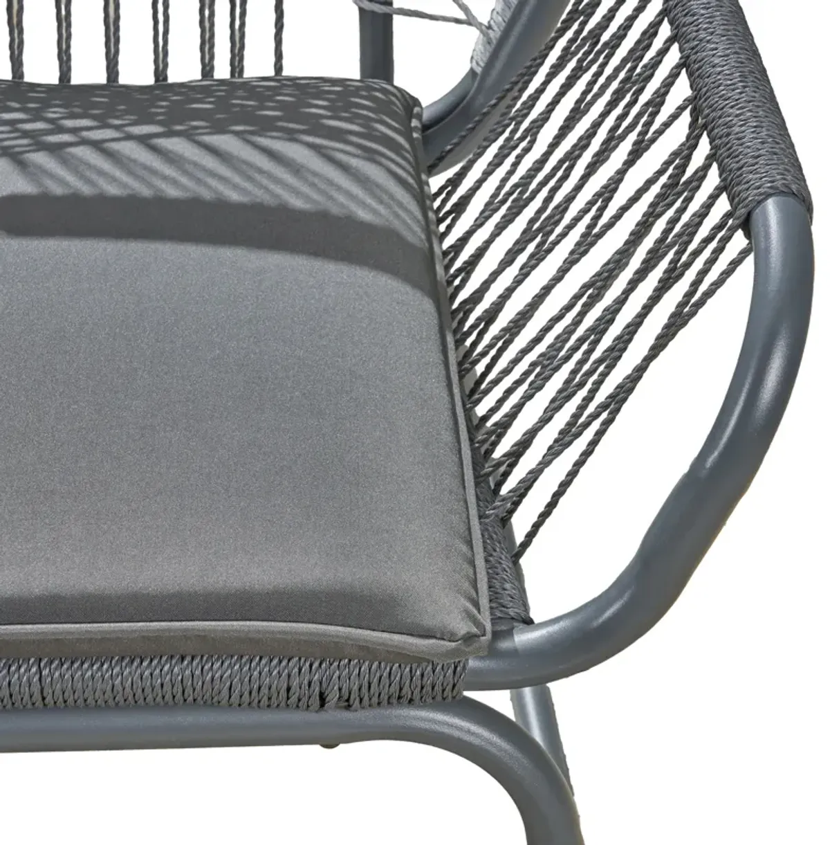 Ciao Accent Club Chair Set of 2, Outdoor Gray Cushions, Gray Rope and Steel