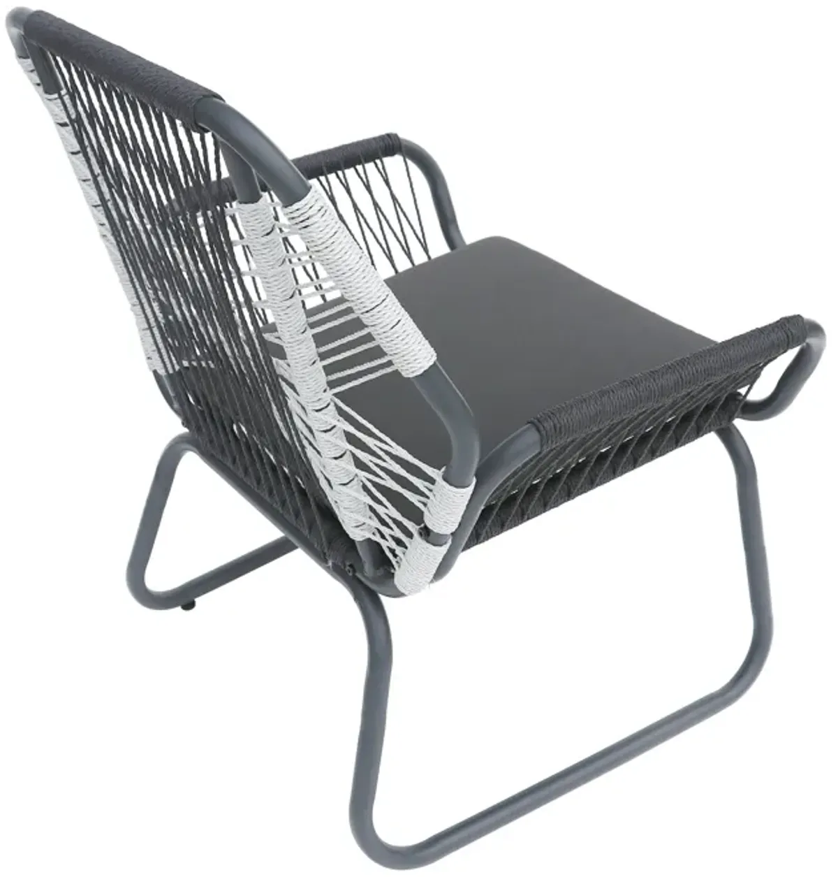 Ciao Accent Club Chair Set of 2, Outdoor Gray Cushions, Gray Rope and Steel