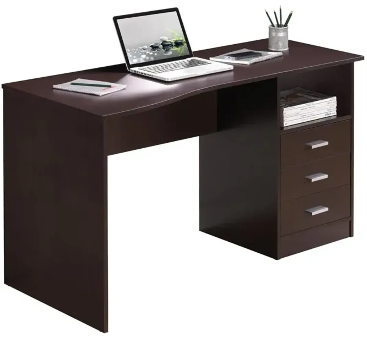 Techni Mobili Classic Computer Desk with Multiple Drawers. Color: Wenge