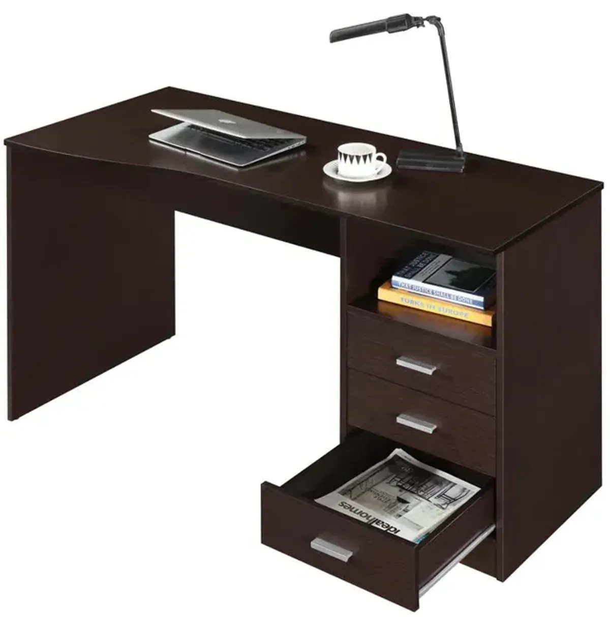 Techni Mobili Classic Computer Desk with Multiple Drawers. Color: Wenge