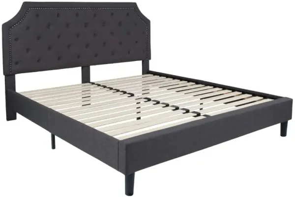 Flash Furniture Brighton King Size Tufted Upholstered Platform Bed in Dark Gray Fabric