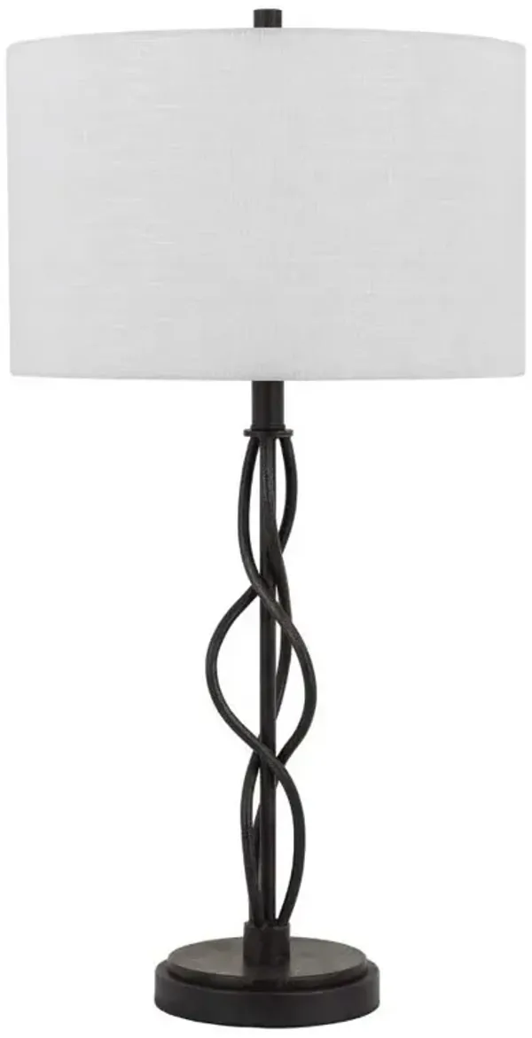 Hivvago 30" Black Metal Candlestick Table Lamp With Off White Drum Shade