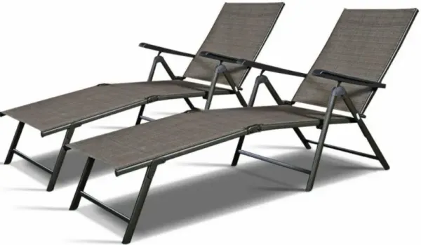 Hivvago Set of 2 Adjustable Chaise Lounge Chair with 5 Reclining Positions
